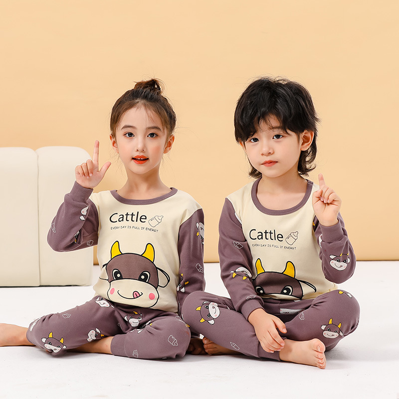 Picture of Children's Autumn Clothes Warm Suit Cotton Boys' Underwear Cotton Girls Cotton Wool Thin Line Pants Baby Children's Clothing