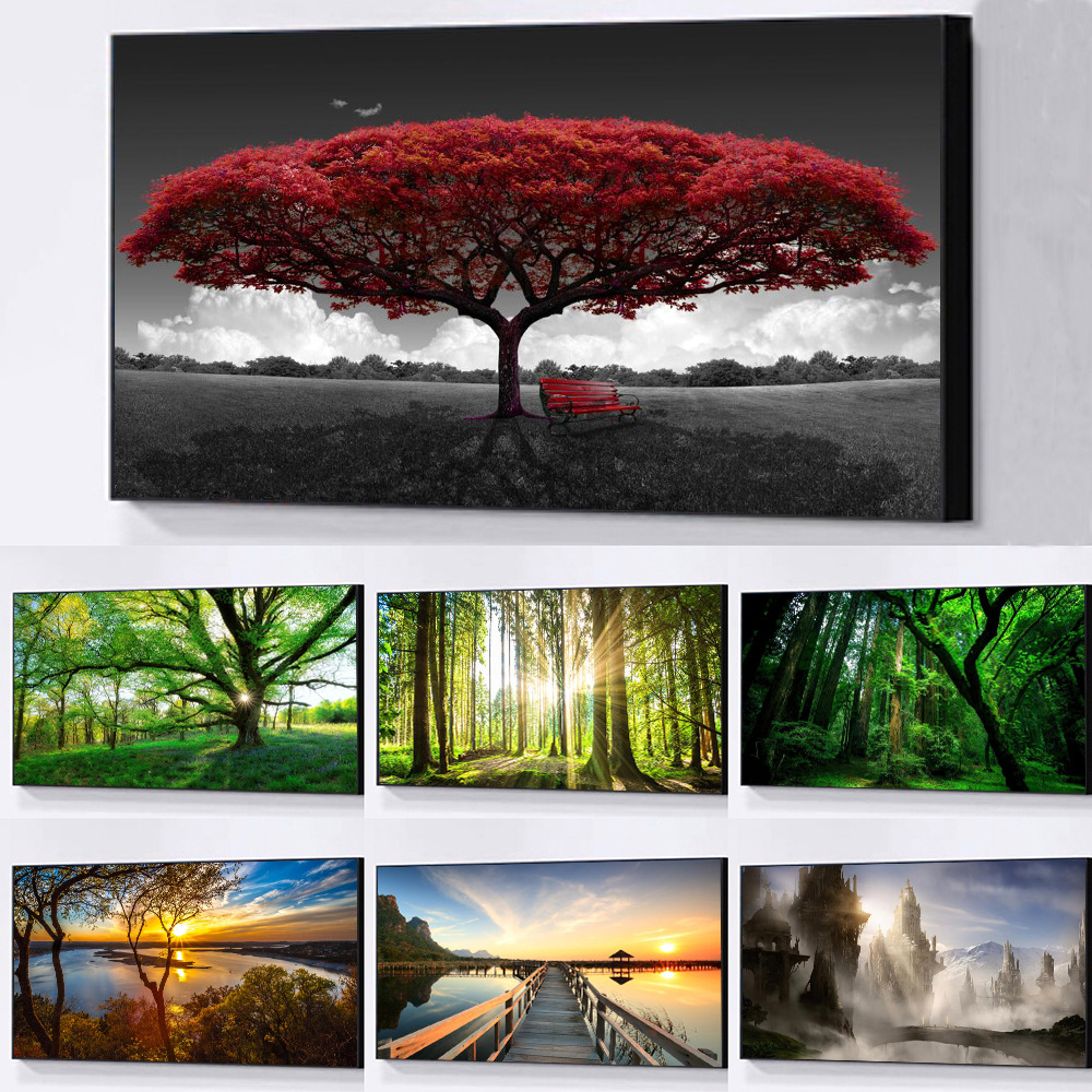 Green Forest Landscape Trees Landscape Canvas Painting Mural Poster Wall Art Bedroom Living Room Modern Decorative Painting