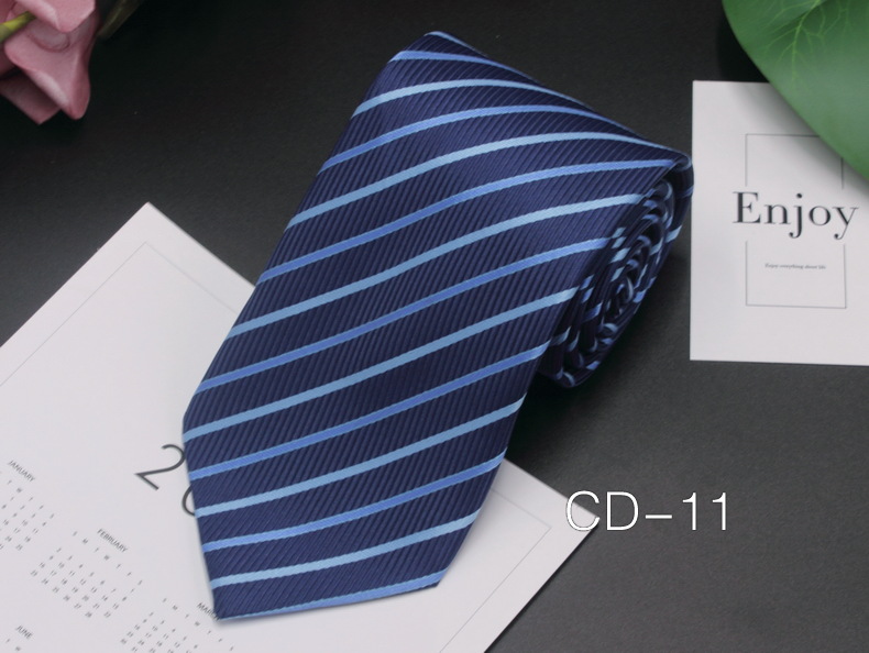 Picture of Manufacturer in stock men's business tie 8cm hand-punched professional formal wear interview striped tie men's Jacquard polyester silk