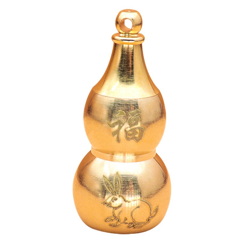 Zodiac Hollow Opening Copper Gourd Keychain Small Gift Pendant National Tide Culture Christmas Commodities
