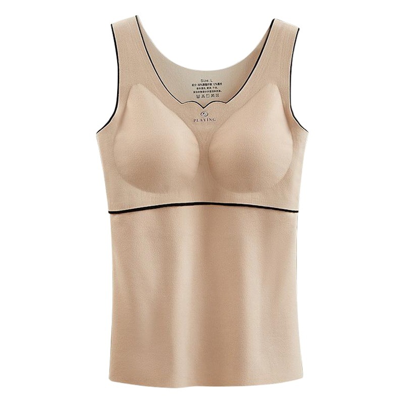 Velvet quick warm heating warm vest vest bra with chest pad V-neck underwear suspender small inner pullover girl