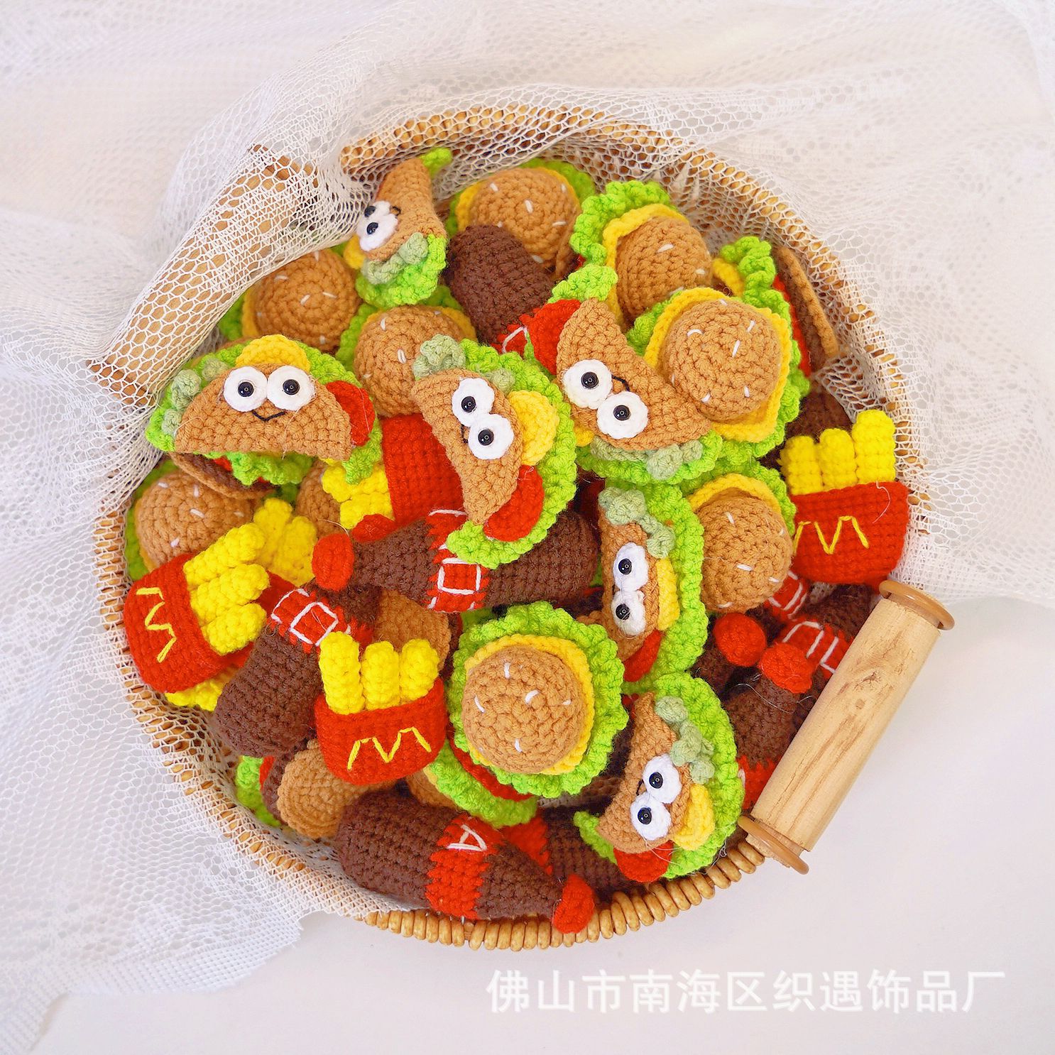 Picture of Handmade crocheted Cola package simulation food pendant creative wool woven small pendant keychain bag pendant