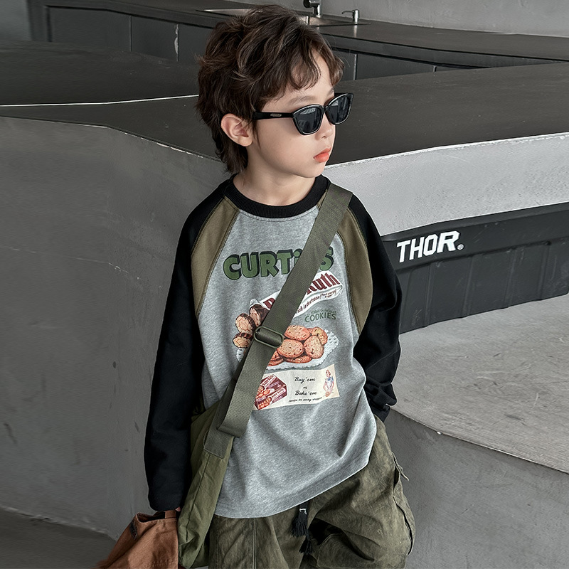 Picture of Boys' Long Sleeve T-Shirt Spring and Autumn 2025 New Children's Spring Base Shirt Big Children's Spring Thin Sweater Trendy