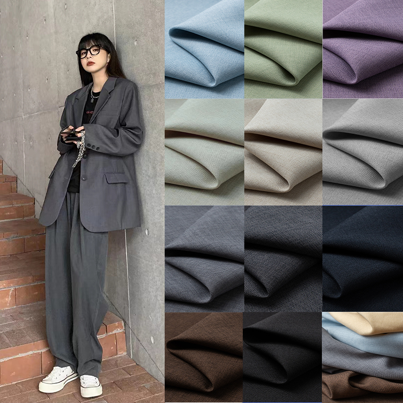 Work Jacket Serge Anti-Wrinkle Fabric Handmade Micro-Elastic Men's Suit Uniform Full Polyester Fabric Women's Spring and Autumn Special