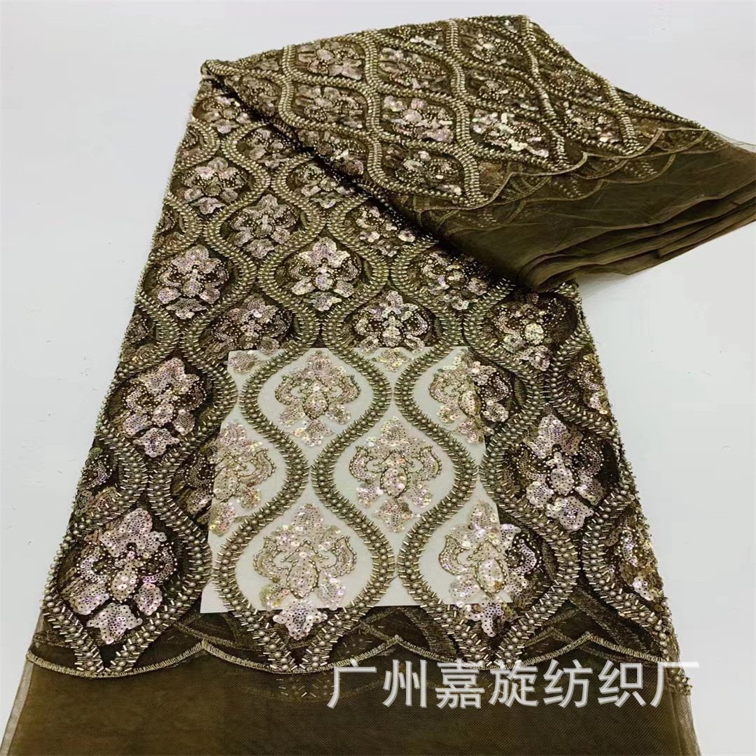 New Coloured Glaze Pearlescent Sequins Beaded Tube Embroidered Fabric Dai Nationality Shawl Same Style Chinese Cheongsam Wedding Clothing Embroidered Cloth