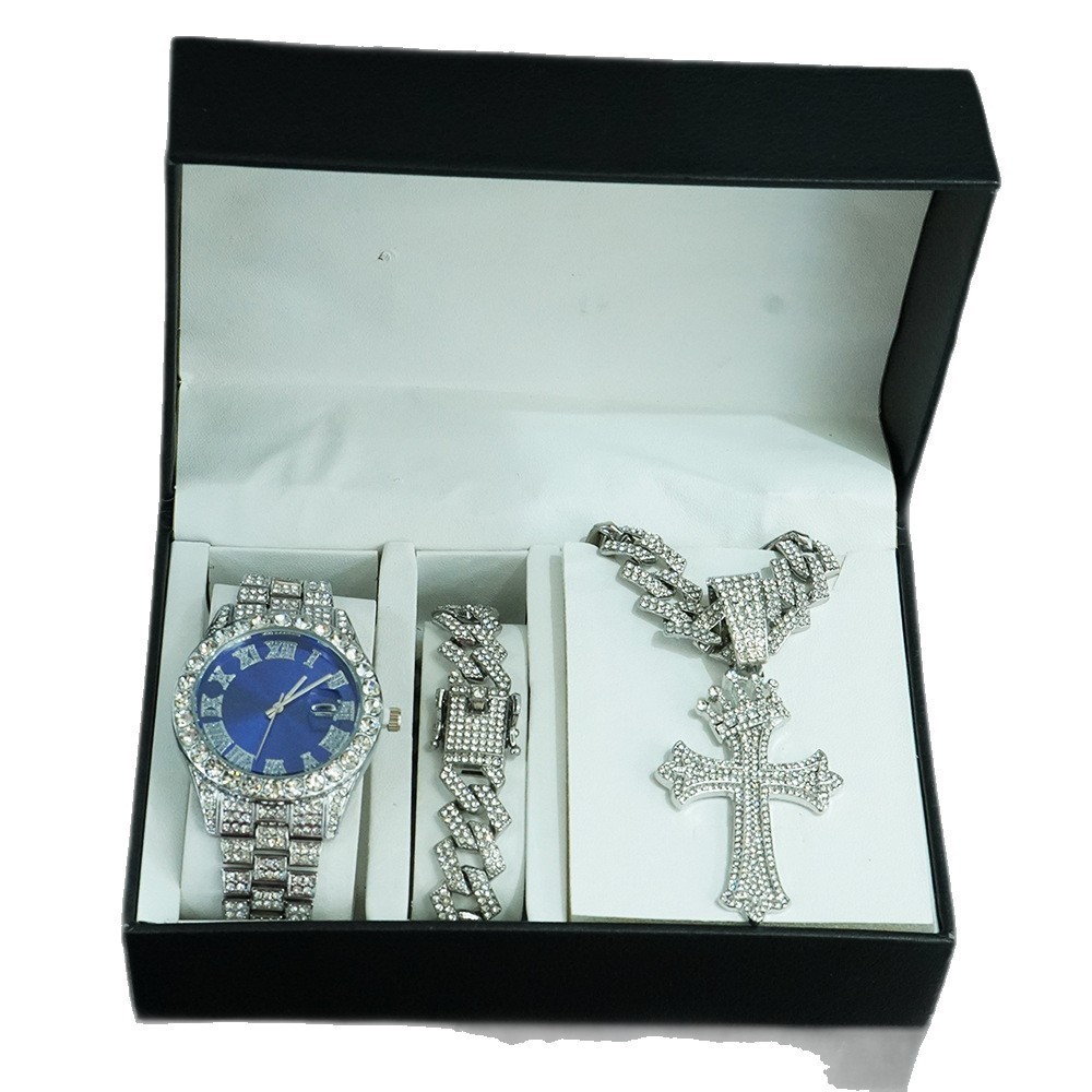 Foreign Trade Hot New Product Cross Full of Diamonds Roman Fashion with Calendar Women's Watch Women's Watch Quartz Watch Manufacturer