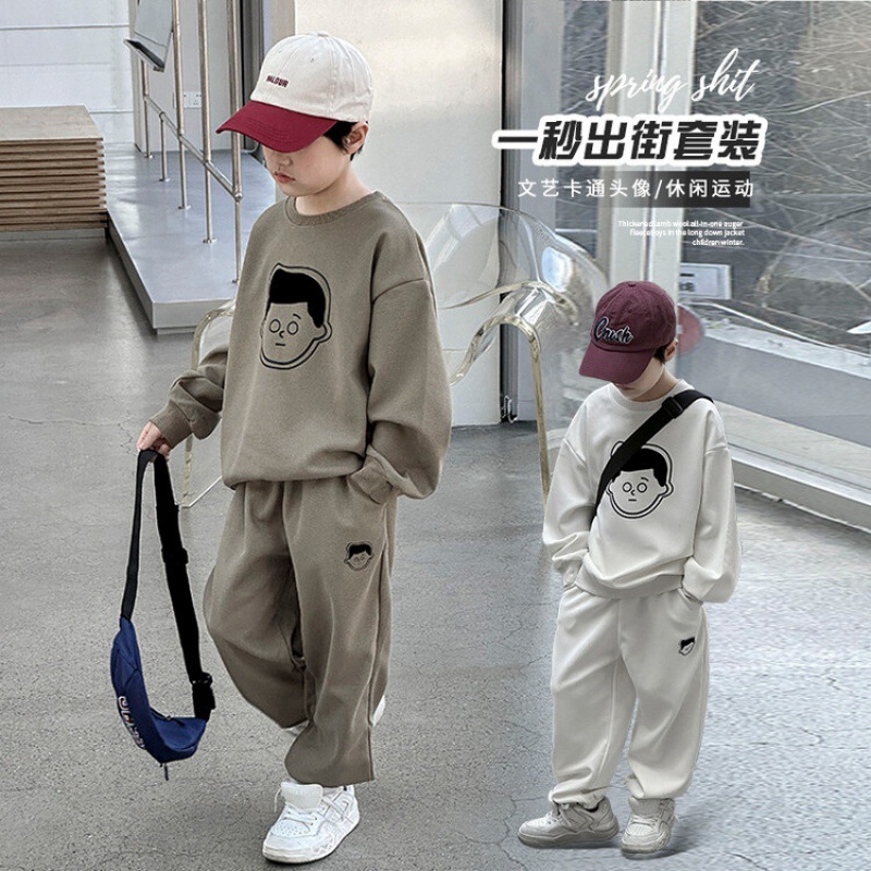 Children's Clothing, Boys' Autumn Clothing, Girls' Fashion Suits, Medium and Large Kidsren's Long-Sleeved Sweatshirts, Casual Pants, Kidsren's Sportswear Two-Piece Sets