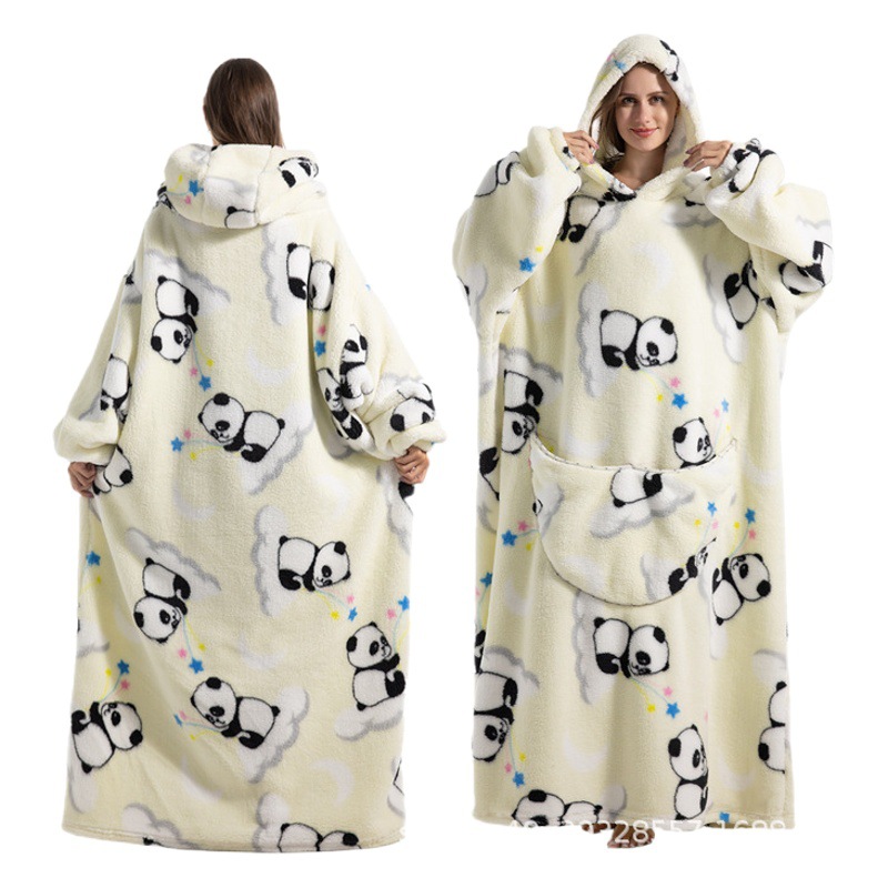 Cross-border new printed flannel pullover children's comfortable cotton-padded lazy clothes cloak nightgown warm thickened winter clothes