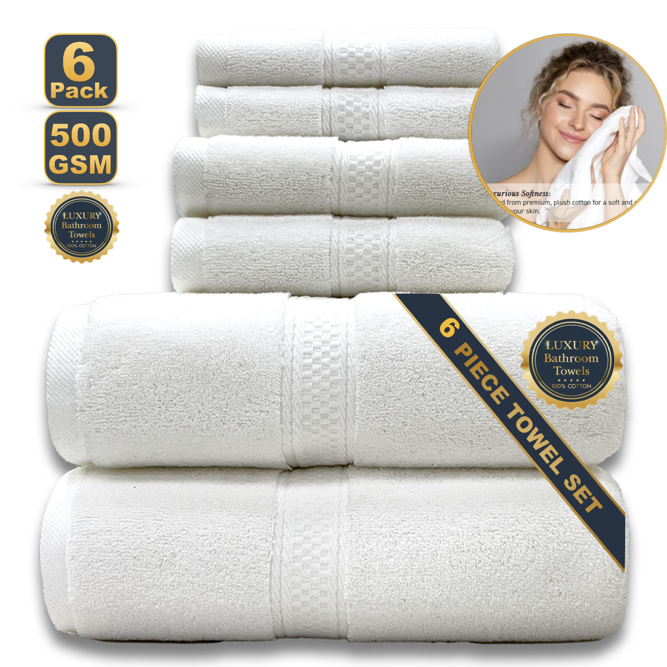 Picture of Cross-border cotton household bath towel towel bath cross-border wholesale cotton towel bath towel square six-piece cotton