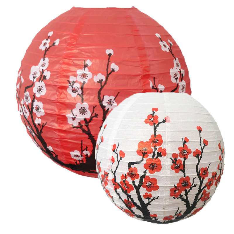 Picture of New Year lantern festival Mid-Autumn Festival Spring Festival paper lantern round decorative decoration plum blossom red lantern small lampshade Chinese ancient style