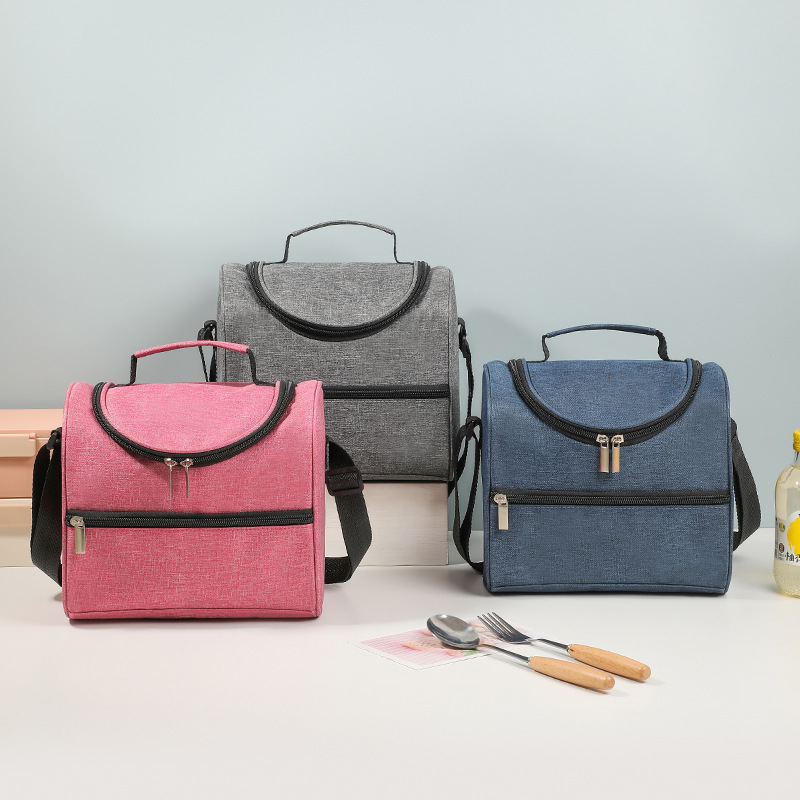 Cross-border Portable Lunch Box Insulation Bag Large Capacity Lunch Bag Thickened Aluminum Foil Fresh-keeping Rice Bag Crossbody Picnic Lunch Bag
