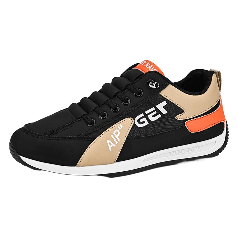 Men's shoes spring new men's leather casual shoes argan sneaker trendy all-match lightweight slip-on running shoes