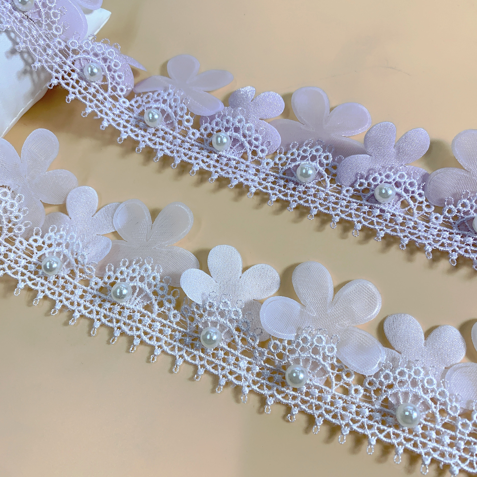 Fabric Stereo Bead Accessories DIY Wedding Dress Clothes Material Decorative Fabric Handmade Gauze Flower Lace Embroidery Lace