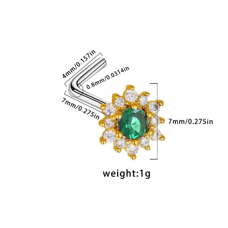 Picture of Gabe Europe and the United States cross-border heart pendant zircon puncture nose nail bee nose ring L rod nose nail puncture factory outlet