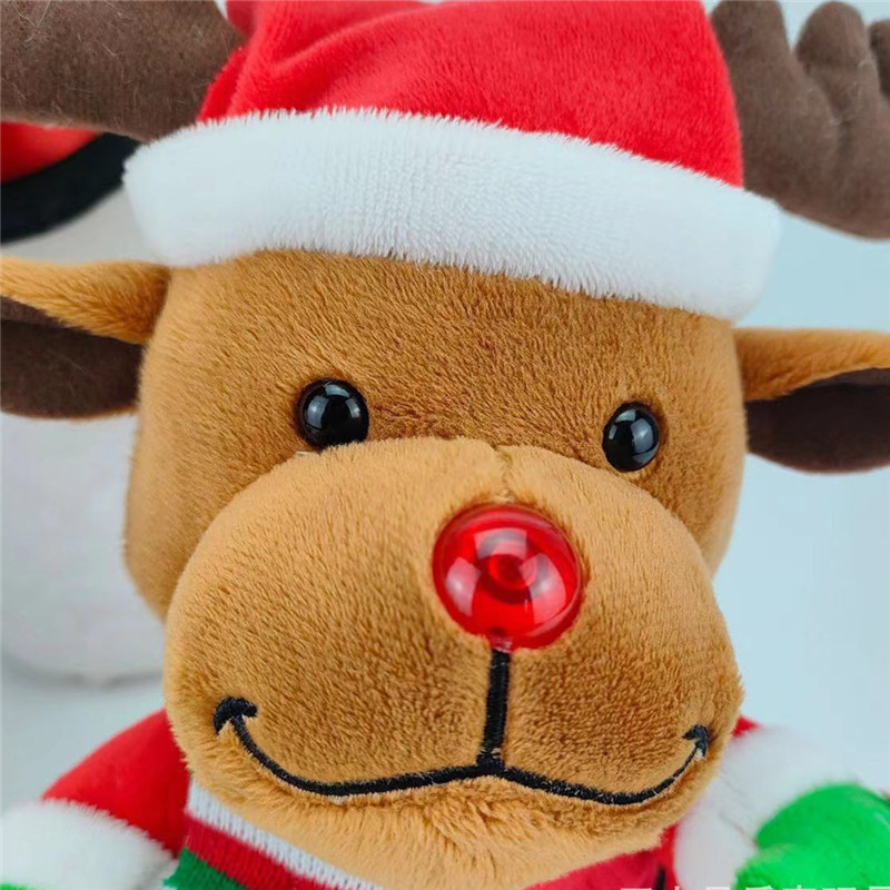 Picture of Electric plush toy Christmas gift elderly snowman elk singing luminous with snowball children gift