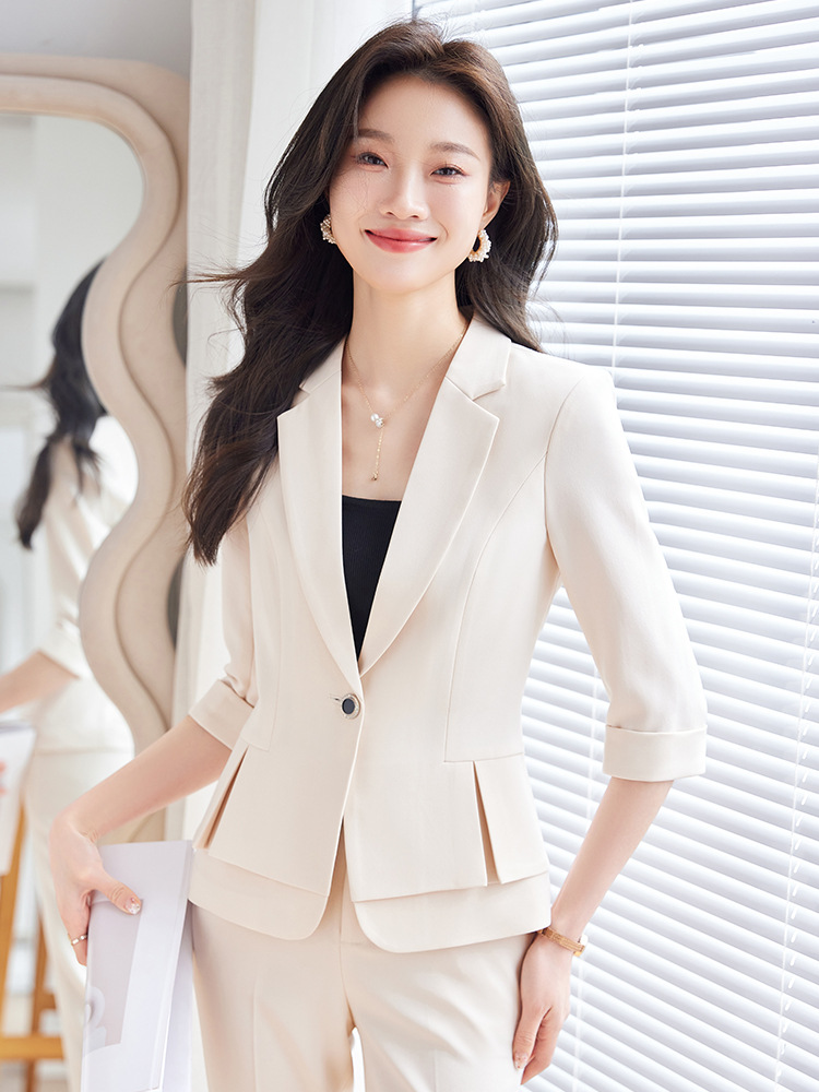 Spring and Summer College Student Suit Jacket Female Professional Dress suit Slim Fit Black Suit Interview Defense Work Small