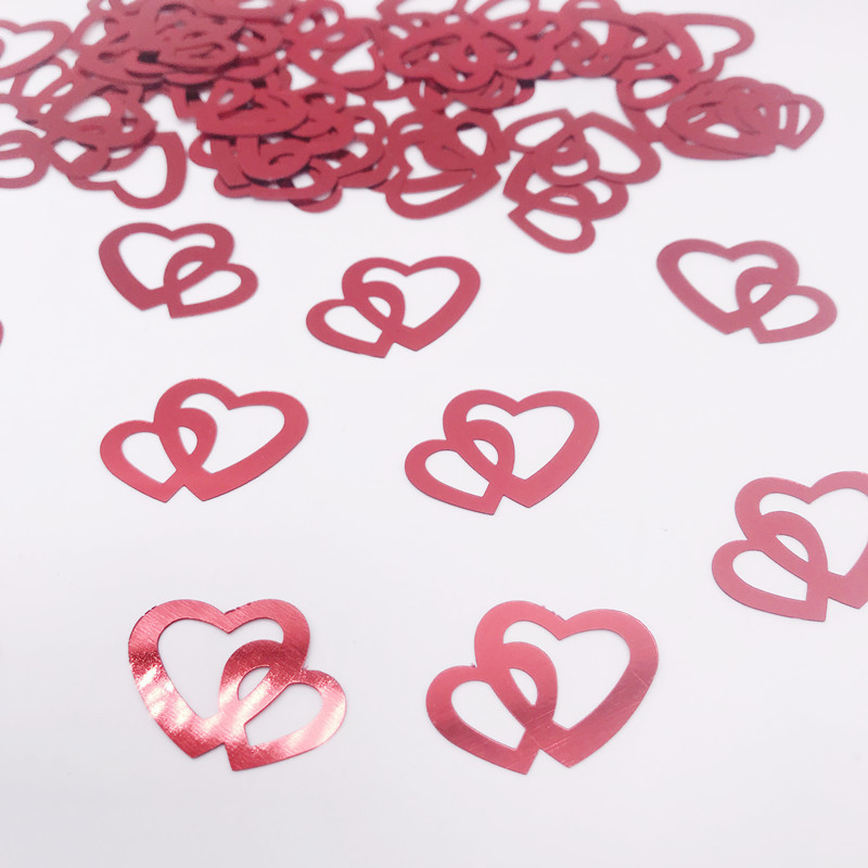 Double heart sequin scraps confetti table decoration love plastic piece Party wedding throwing super shiny paper scraps