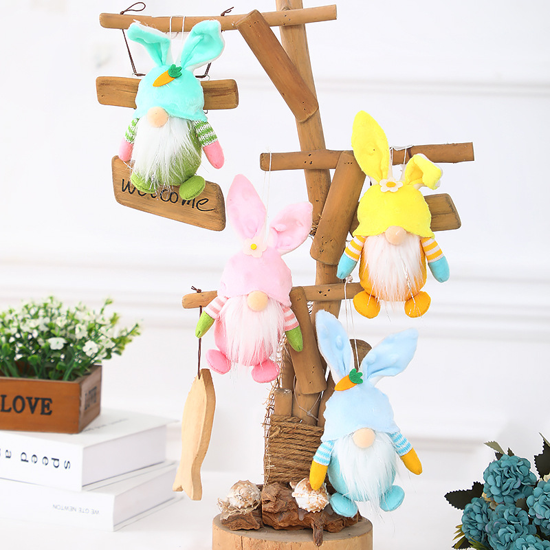 2021 Cross-border New Easter Faceless Dwarf Rudolph Doll Pendant Desktop Cartoon Bunny Doll Ornaments