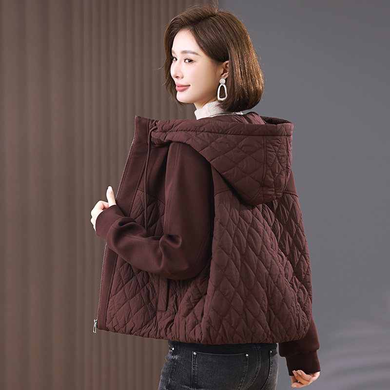 Picture of Light and thin cotton-padded jacket women's 2024 new autumn and winter short middle-aged mother western style thin cotton-padded jacket coat
