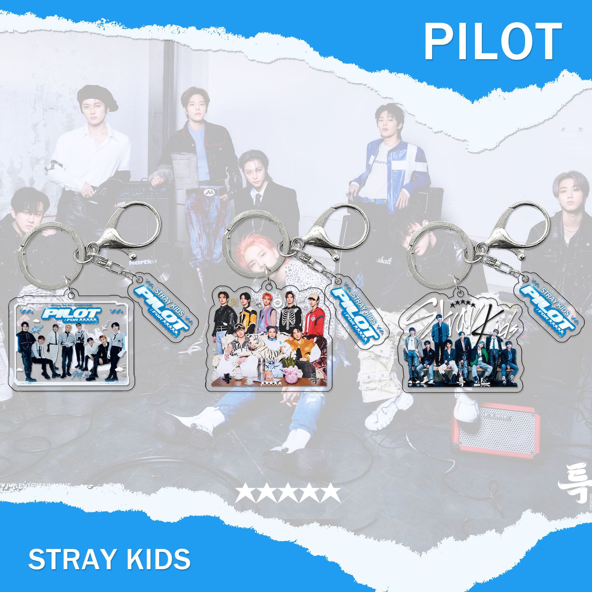 Picture of Stray Kids New Album (5-STAR) keychain Li Longfu peripheral acrylic pendant 2-piece set