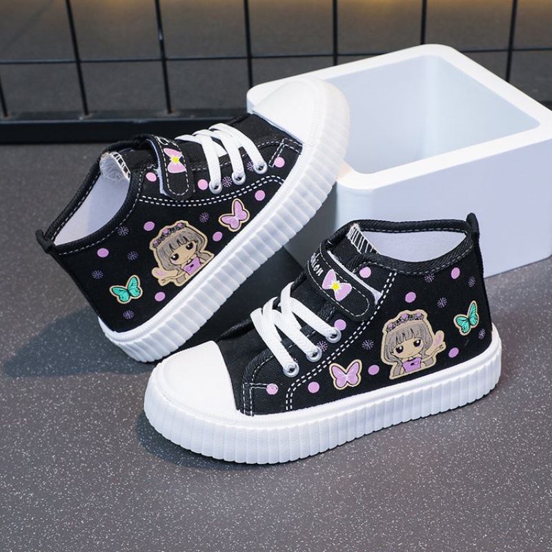 Picture of Foreign Trade Children's High-top Canvas Shoes 2024 Spring and Autumn New Breathable Girls Casual Shoes Little Girls Cartoon Board Shoes