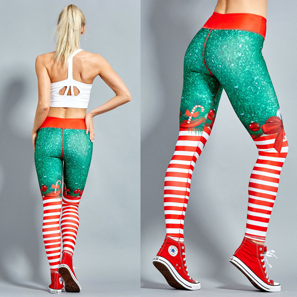 Aliexpress Wish Sexy Stitching European and American Clothing Christmas Digital Printing Sports Yoga Leggings for Women