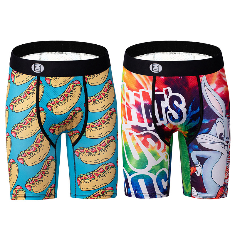 Picture of Men's Underwear Cartoon Print Men's Quick-Drying Boxer Briefs Sports Underwear Fitness Extended Underwear Men's Wholesale