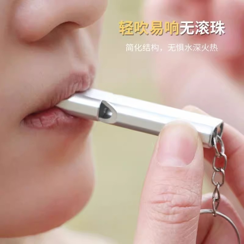Picture of Cross-Border Flat Aluminum Alloy Dual-Frequency Survival Whistle Double-Tube Outdoor Survival Life-Saving Whistle Equipment Edc Tools