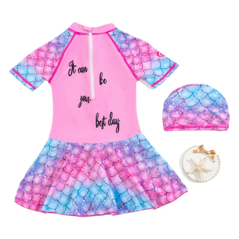 Water Bubble Middle Child One-Piece Skirt Style Professional Girls Swimsuit Girls Swimsuit Children Korean Version Cartoon