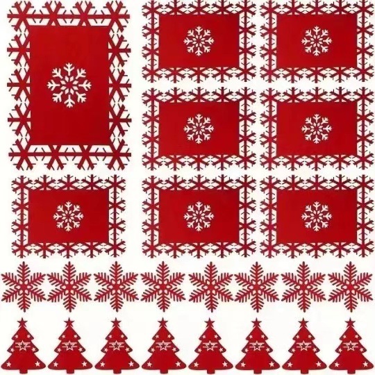 Picture of Cross-border supply felt meal coasters Christmas table decorations creative hollow non-slip thermal insulation felt table mat