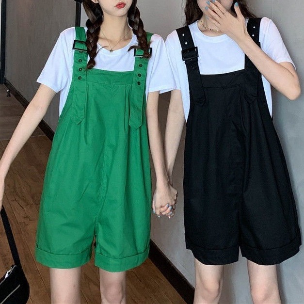 Casual Strap Shorts Women's New Spring and Autumn Summer Foreign-style Age-reducing Straight Tooling Thin one-piece Five-point Multi-bag Pants