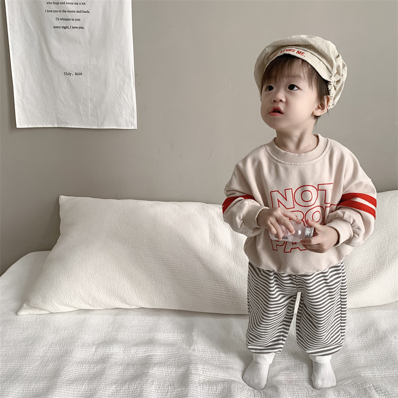 Children's Alphabet Sweaters suit Autumn Clothes Korean Style Children's Wear Boy's Long Sleeve Sweaters Two-Piece Baby's Autumn Clothes