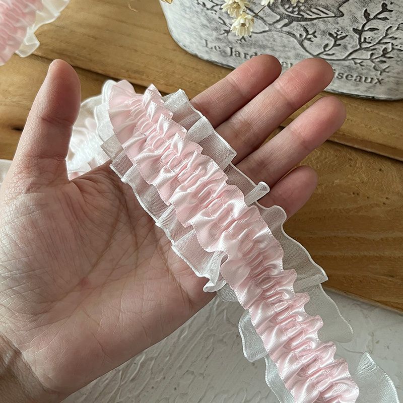 4CM wide small style double pink stretch lace accessories fungus elastic Lolita doll manufacturers