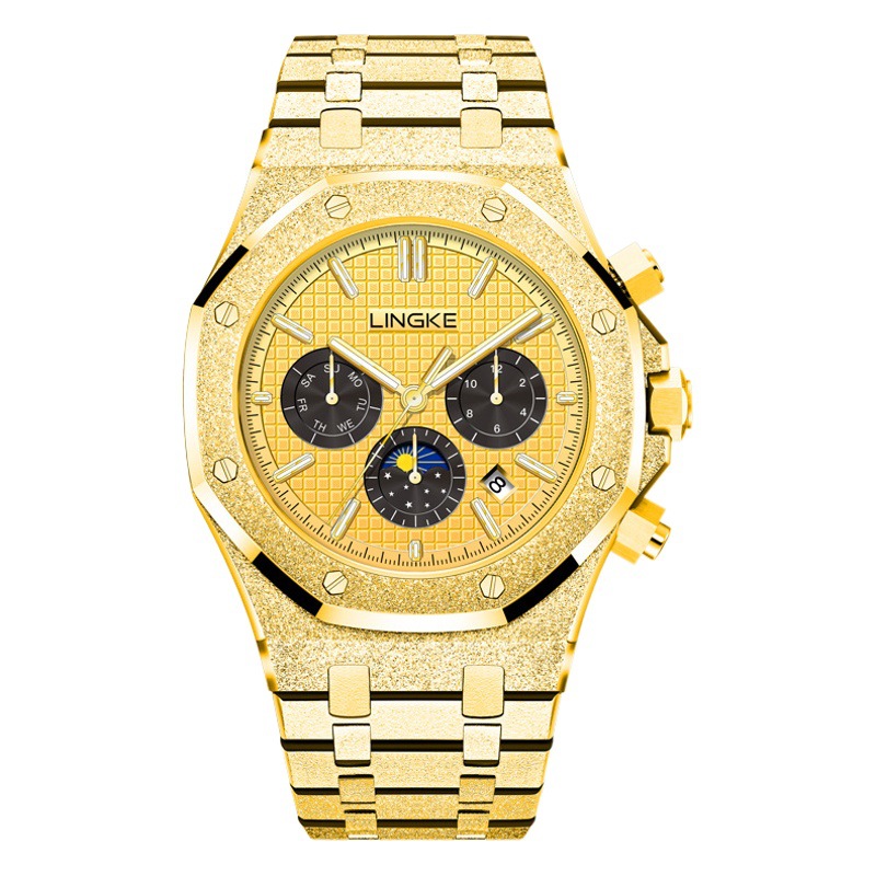 Ling Ke Frost Sands Gold Multifunctional Automatic Mechanical Watch Oak Luminous Waterproof Cross-border Steel Men's Watch