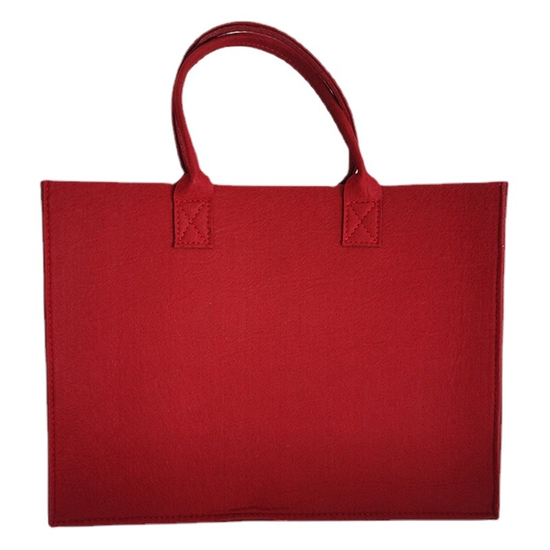 Picture of Solid Color Printed Felt Bag, Simple and Fashionable Felt Handbag, Student Tutoring Bag, Shopping Bag, High-End Tote Bag