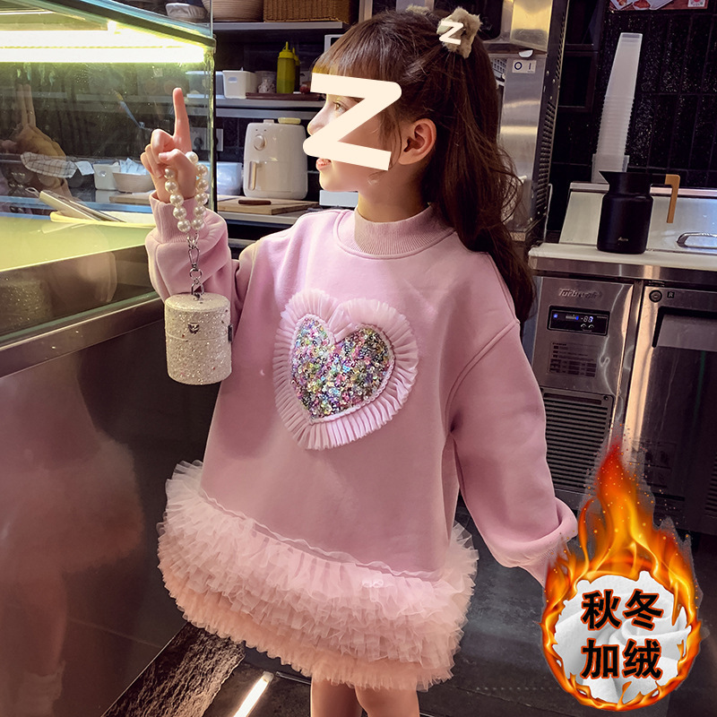 Picture of Girls' 2024 New Casual Sweat Dress Girls' dress Fashionable Children's Korean Loose Cute Casual Dress Trendy