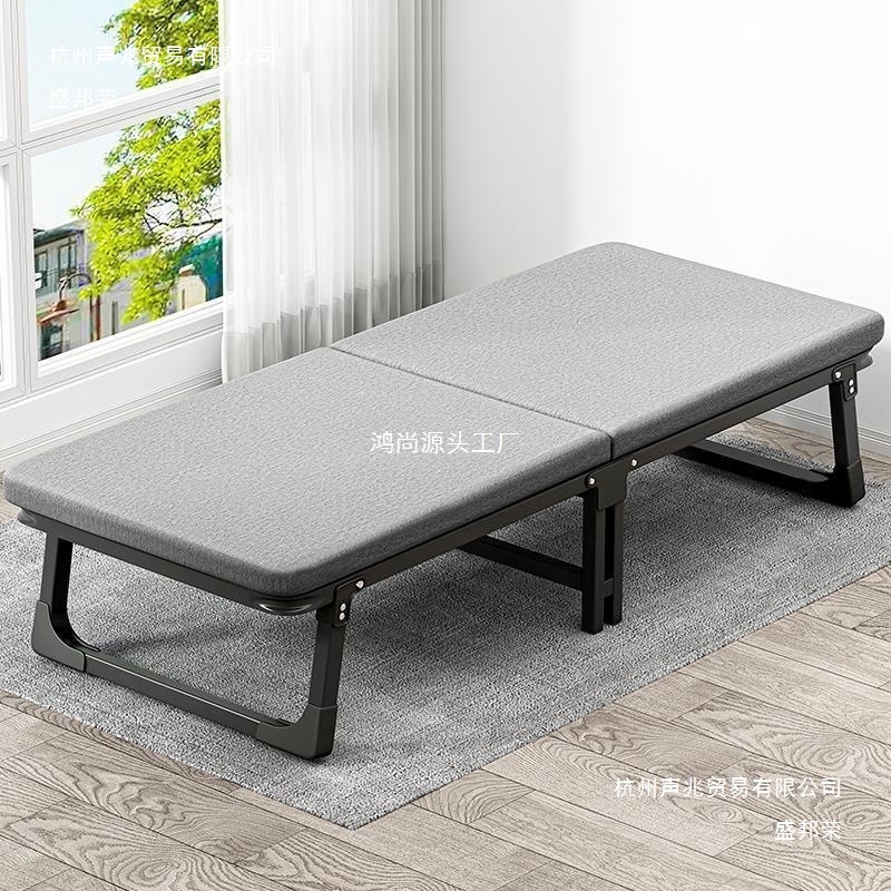 Home Small Bed Adult Companion Bed Portable Simple Folding Bed Office Nap Single Bed Lunch Break Lounge Chair Metal