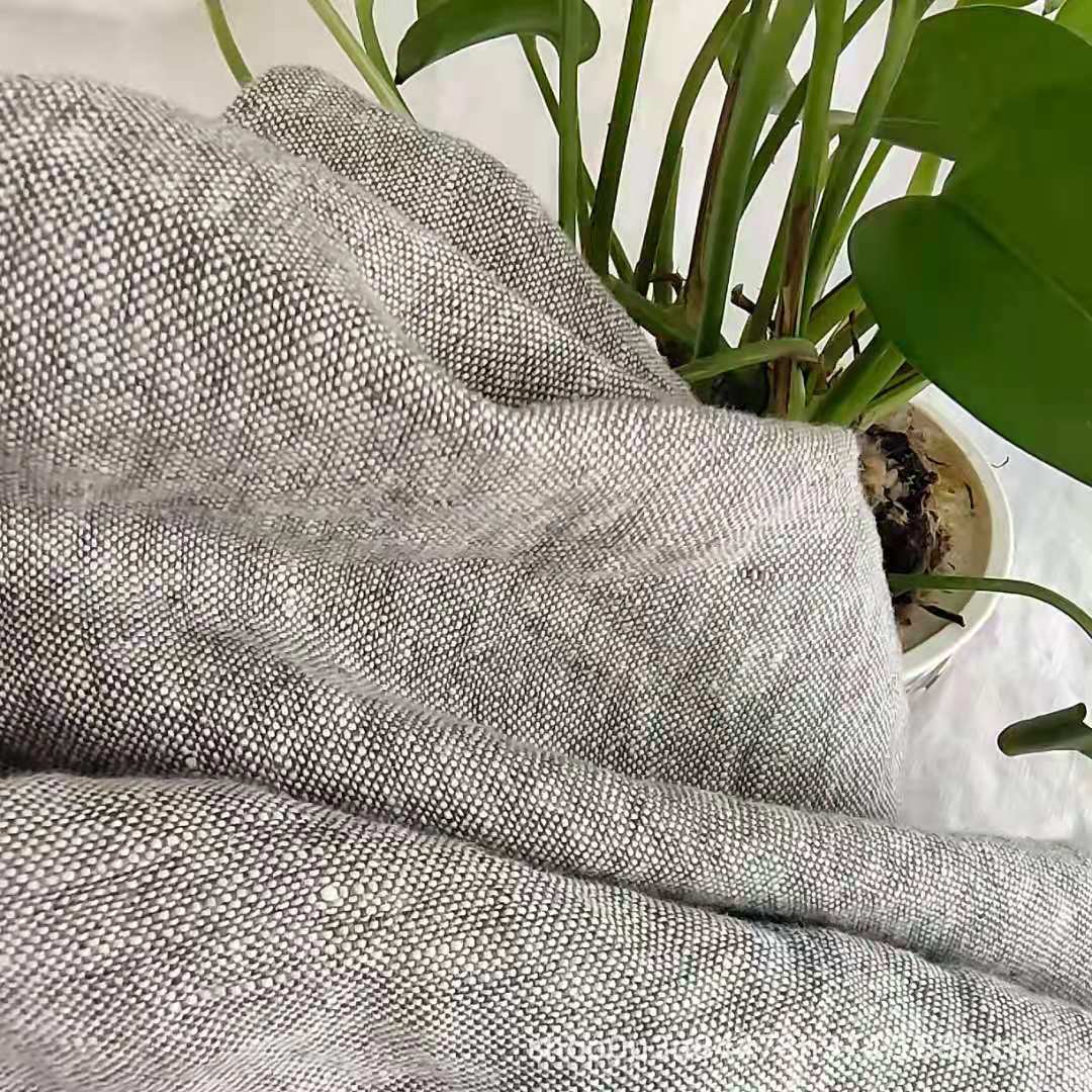 French Heavy Cloth 300GSM Light Gray Yarn-dyed Curtain Cloth Encrypted Pure Linen Extra Wide 290CM Wash Cloth