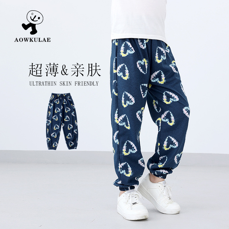 Picture of Children's Wear Summer Korean Style New Children's Thin Anti-mosquito Pants Large Children's Cartoon Full Print Casual Pants Boys Pants
