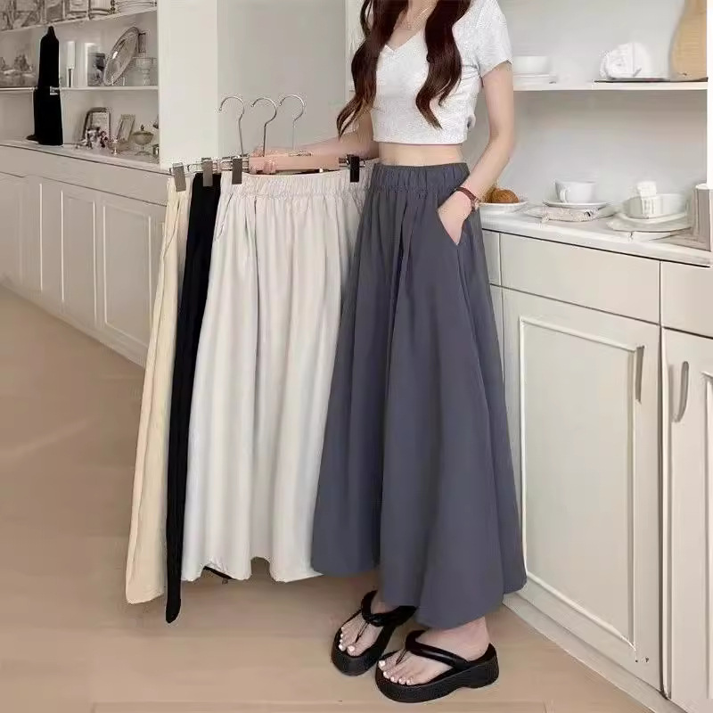 Cross-border design sense Yamamoto long skirt women's new elastic waist high waist slimming A- character personality half-length umbrella skirt ins direct selling