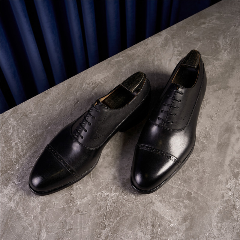 Italian handmade brogue leather shoes men's trendy British handmade business formal wear three joint oxford shoes leather wedding shoes
