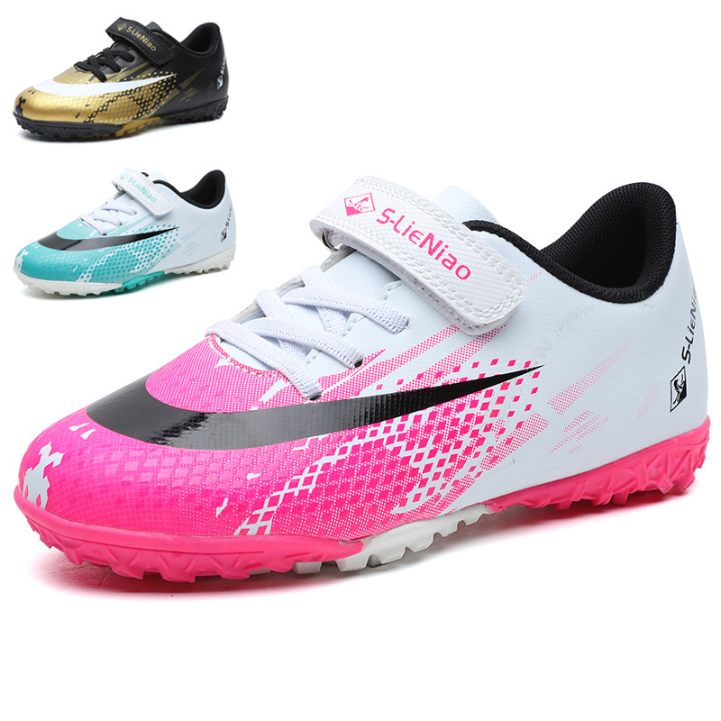 New Kidsren's Football Shoes, Girls' Velcro Kidsren's Sneakers, Wear-Resistant Boys' Competition Training Shoes, Tf Broken Nails