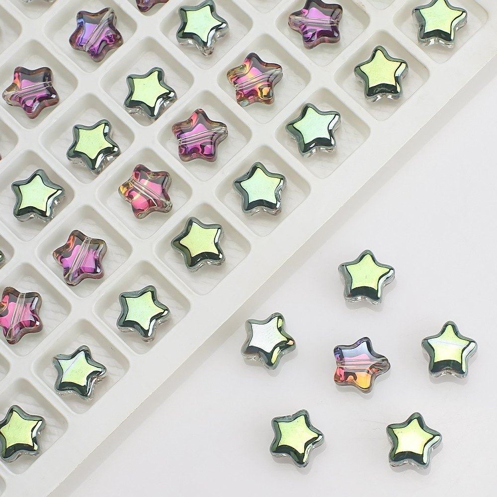 Picture of Five-Pointed Star Accessories 8mm Glass Beads Crystal Pendant DIY Hair Accessories Necklace Earrings Bracelet Beading Material Accessories
