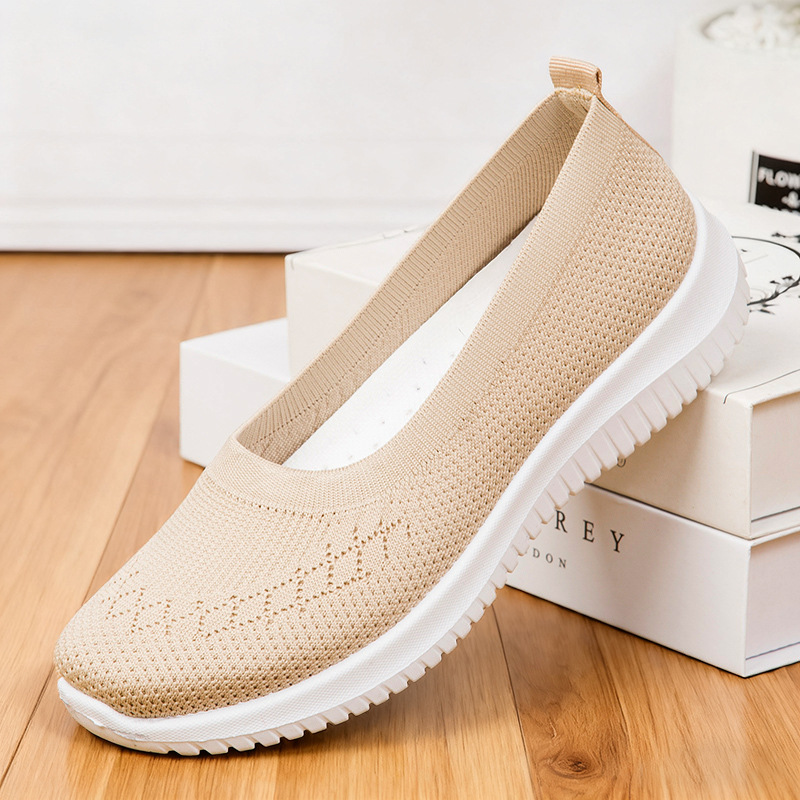 Picture of Women's Shoes 2025 New Style Breathable Fly-Knit Casual Shoes Soft Sole Large Size Cloth Shoes Lightweight Slip-On Mom Shoes