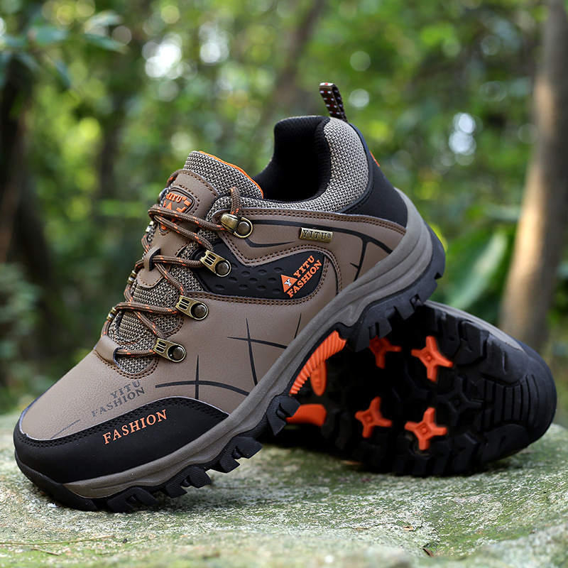 Outdoor Travel Shoes, Breathable Off-Road Non-Slip Running Shoes, Hiking Shoes, Men's Low-Cut Large Size Hiking Shoes, Non-Slip and Wear-Resistant
