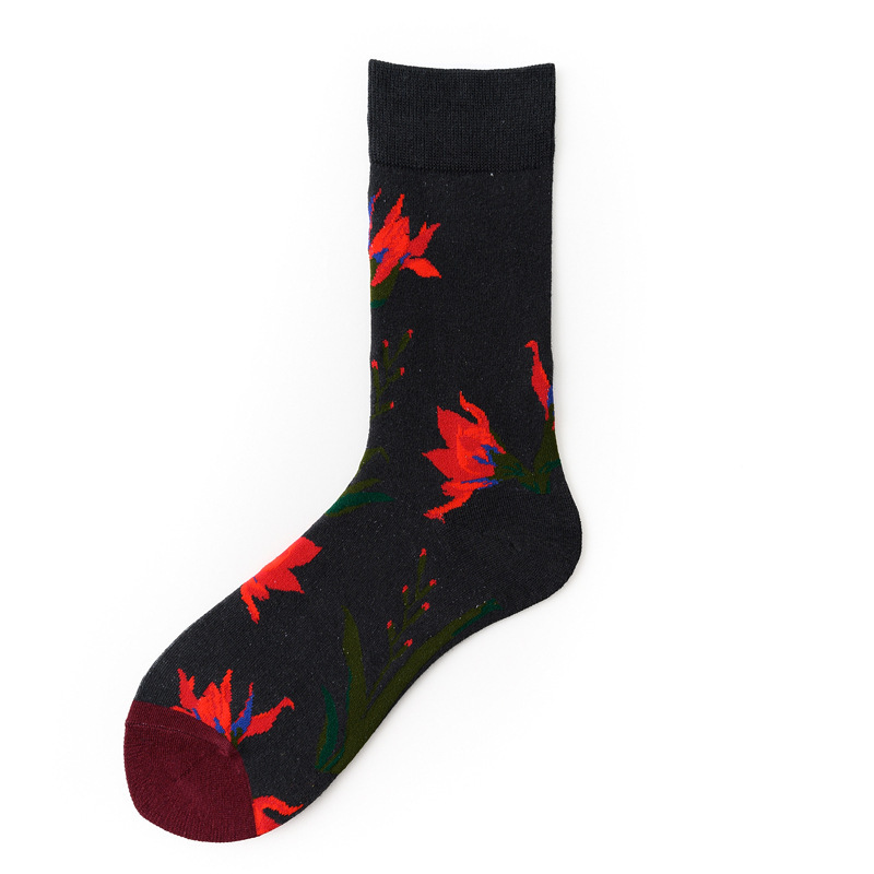 Picture of Vintage Floral Series Creative Pattern High Cotton Socks for Men and Women, Trendy Wholesale Fashion