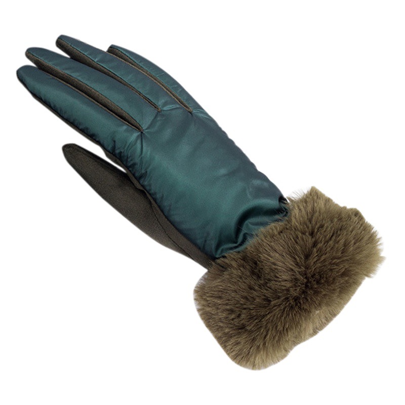 Cross-Border Foreign Trade Women's Winter New Fur Gloves Ski Plus Velvet Thick Warm Touch Screen Korean Style Cycling Gloves
