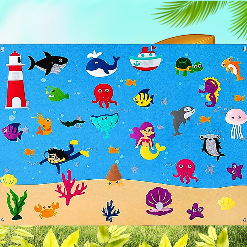 Picture of Amazon cross-border children's early education 3DIY three-dimensional felt game package storyboard learning board printing dinosaur animals