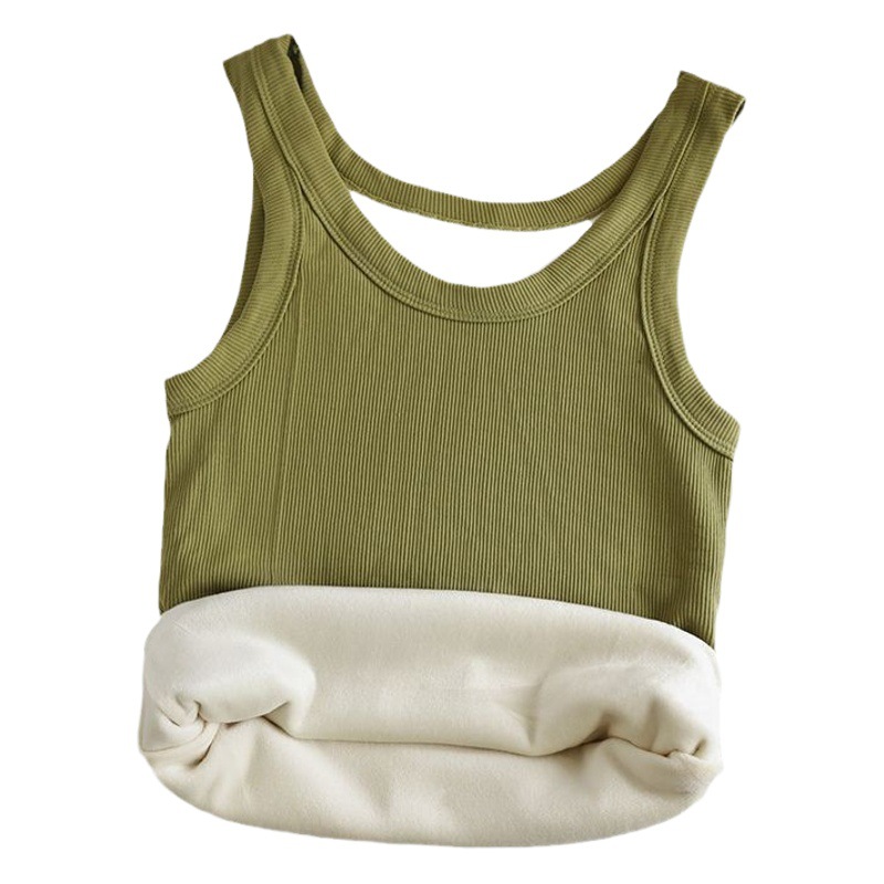 Cold-proof bottoming warm camisole fleece-lined thickened inner wear one-piece velvet slim-fit heating warm bottoming shirt for women