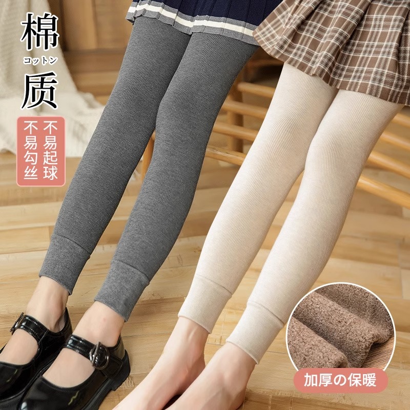 Picture of Girls' Autumn and Winter Velvet Thickeneding Kidsren's Foot Stepping Girls' Baby Middle and Large Kidsren's Outer Wear White Pantyhose Leggings